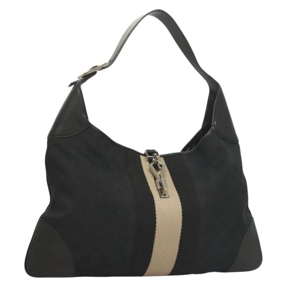 GUCCI GG Canvas Jackie Sherry Line Bag Black Silver 001 4075 Auth yk18571 - Picture 1 of 16